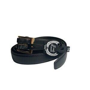 Evado Kazelli Signature Series Premium Black Leather Belt 58” Gold Buckle New